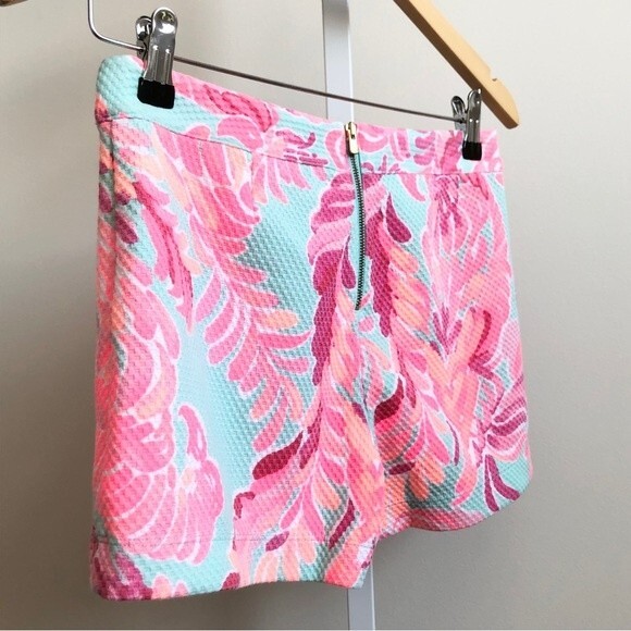 Lilly Pulitzer Shorts Womens 0 Pink Alycia Poolside Blue Lovebirds Waffle Knit - Picture 10 of 12